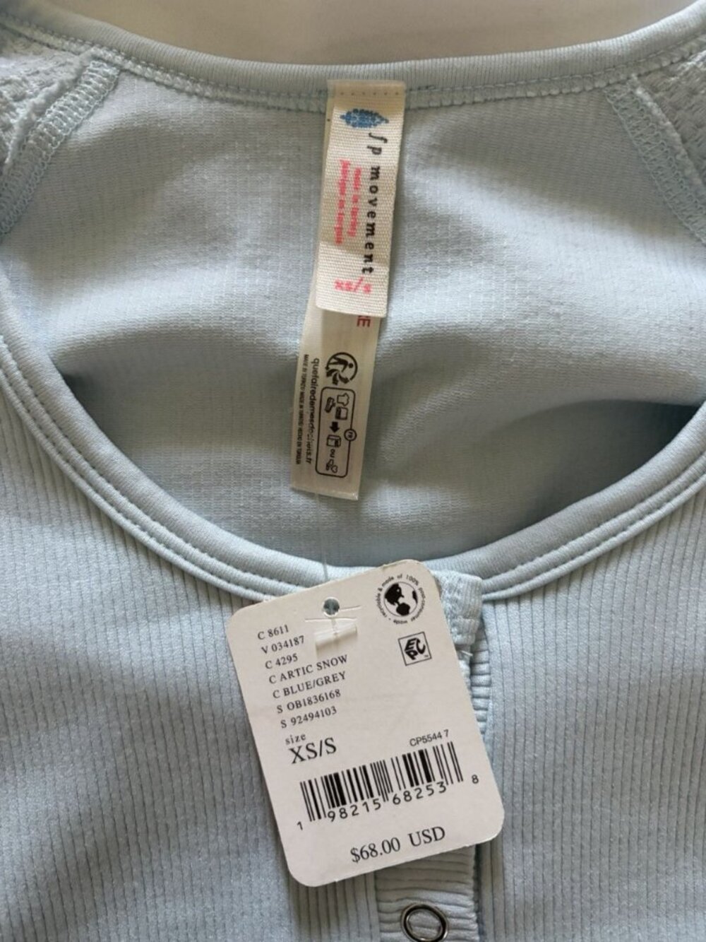 Free People Long Sleeve Bali Out Artic Snow Crop Top Size XS/S New - Picture 4 of 6